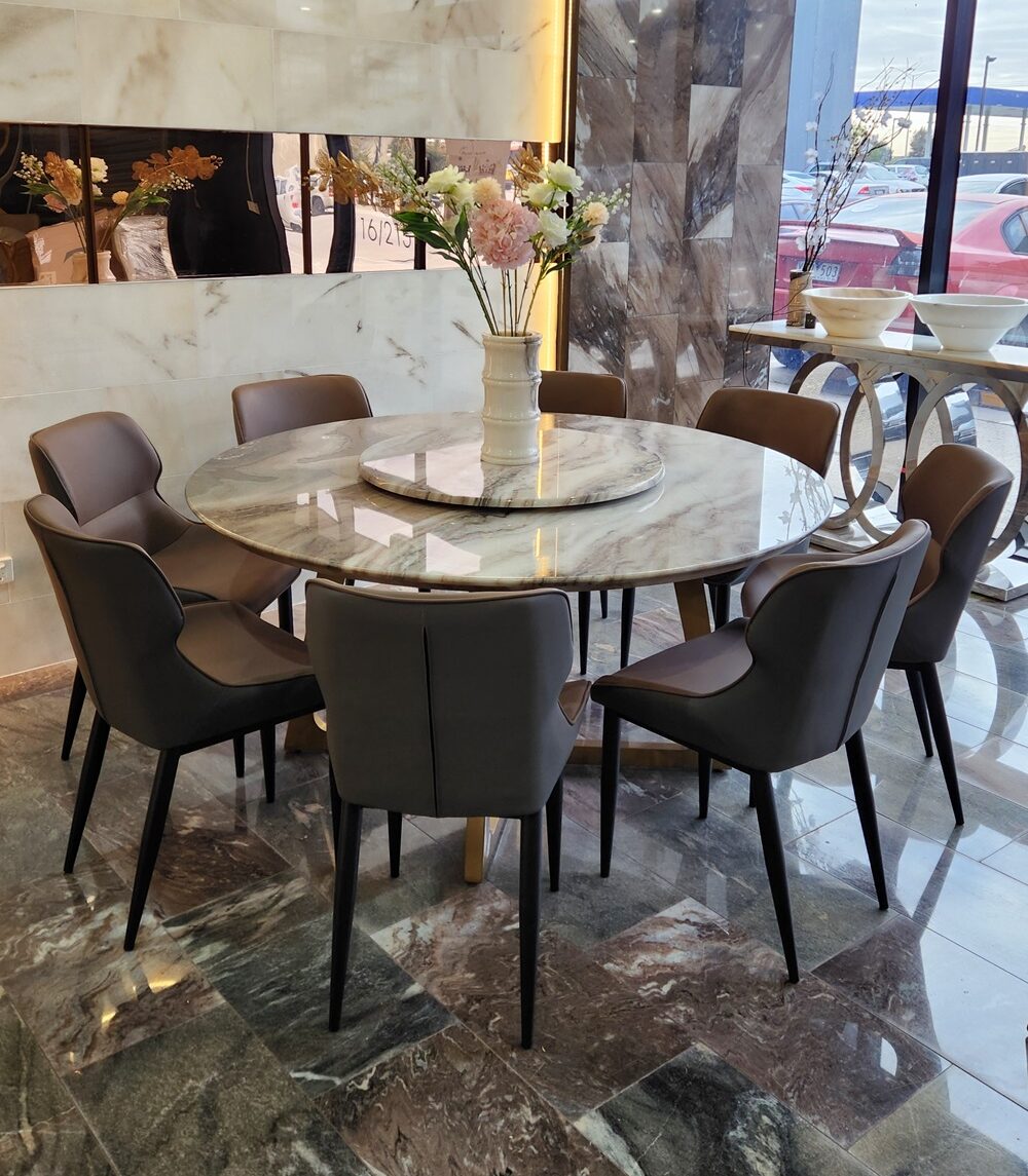 modern natural marble dining suite